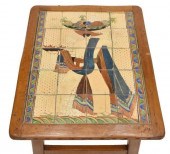FIGURAL TILE-TOP SIDE TABLE, STYLE OF