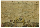 DUTCH HAND-COLORED MAP HOLY LAND, STOOPENDAALFramed