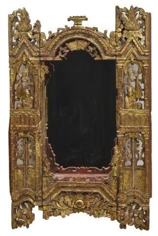HAND CARVED GILTWOOD HANGING CURIO CABINETHand