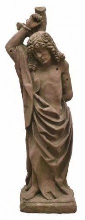 CONTINENTAL CARVED STONE FIGURE SAINT