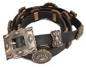 SOUTHWESTERN SILVER & LEATHER CONCHO