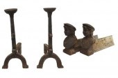 (4) FRENCH CAST IRON ANDIRONS, 18TH