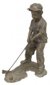 PATINATED BRONZE SCULPTURE YOUNG BOY