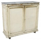 FRENCH MARBLE-TOP PAINTED CABINETFrench
