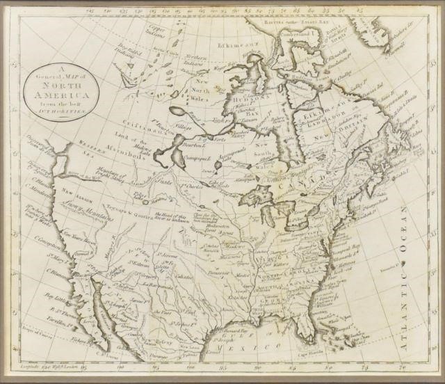 ANTIQUE NORTH AMERICA MAP C. 1780,