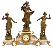 (3) FRENCH FIGURAL CLOCK AND GARNITURE