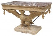 GEORGIAN STYLE MARBLE-TOP CARVED EAGLE