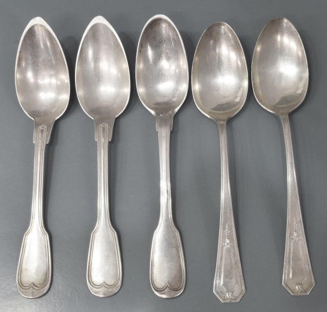  5 AMERICAN FRENCH SILVER TABLESPOONS lot 3c15e2