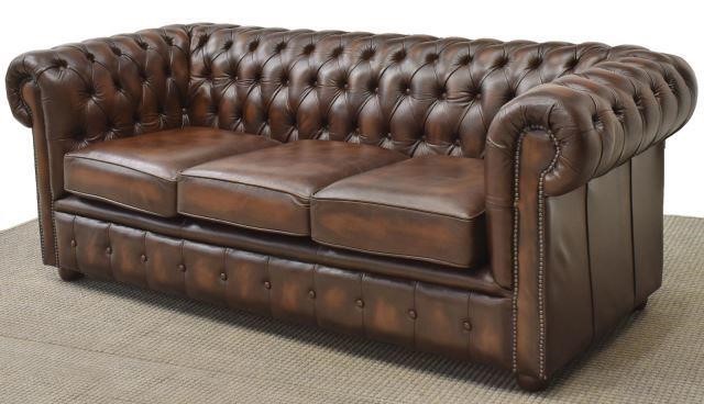 ENGLISH CHESTERFIELD BROWN LEATHER 3c16a1