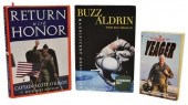 3) AUTOGRAPHED BOOKS, BUZZ ALDRIN, YEAGER,