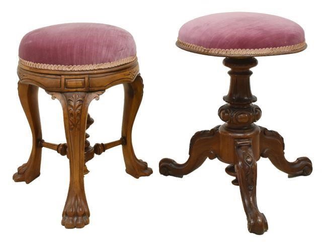  2 VICTORIAN UPHOLSTERED STOOLS lot 3c1800