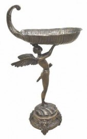 LARGE STANDING BRONZE WINGED CUPID WINE