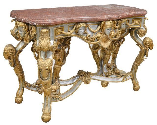 BAROQUE STYLE MARBLE TOP GILT CONSOLE 3c1959