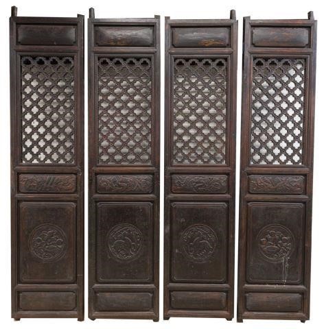  4 CHINESE CARVED ELMWOOD DOOR 3c198e