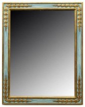 FRENCH PAINTED & GILTWOOD BEVELED MIRRORFrench