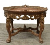 ITALIAN CARVED OVAL SIDE TABLE W/ FLORAL