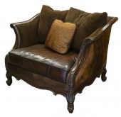 LARGE BERNHARDT LEATHER, COWHIDE & SUEDE