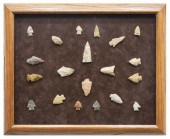 (20) FRAMED COLLECTION OF ARROWHEADS(lot