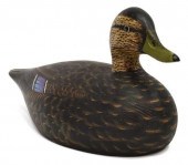 A.E. CROWELL CARVED SIGNED BLACK DUCK