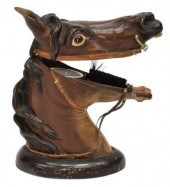 UNUSUAL COLD PAINTED CAST METAL HORSEHEAD