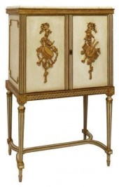 LOUIS XVI STYLE MARBLE-TOP PAINTED BAR