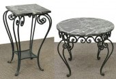 (2) FRENCH CAST IRON MARBLE TOP PEDESTAL