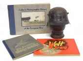 (4) GERMAN WWII HELMET, PRE WAR CARDS