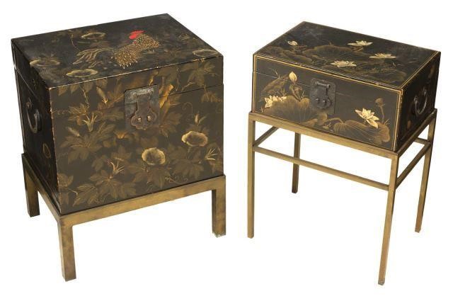  2 CHINESE PARCEL GILT LACQUERED 3bfa0f