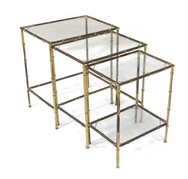  3 FRENCH MODERN BRASS FAUX BAMBOO 3bfb32