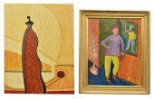 (2) SIGNED MODERN FIGURAL PAINTINGS,
