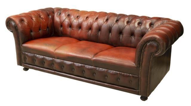 CHESTERFIELD OXBLOOD LEATHER THREE SEAT 3bfcea