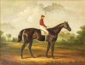 FRAMED HORSE & JOCKEY EQUESTRIAN PAINTINGDecorative