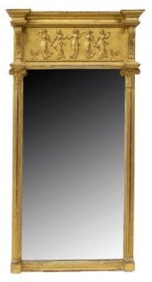 FRENCH EMPIRE STYLE GILTWOOD PIER MIRRORFrench