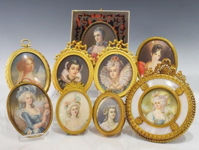  9 GROUP OF FRAMED PORTRAIT MINIATURES lot 3bff7b