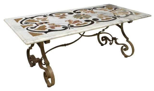 LARGE PIETRA DURA MARBLE TOP TABLE 3bffa2