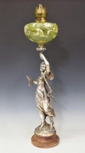 FRENCH SILVER-TONE METAL FIGURAL OIL