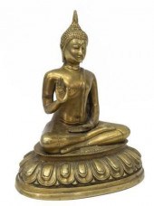 GILT BRONZE BUDDHA MEDITATION STATUEGilt