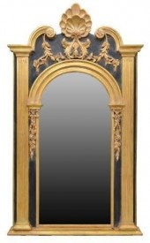 LARGE LABARGE PARCEL GILT WALL MIRROR,