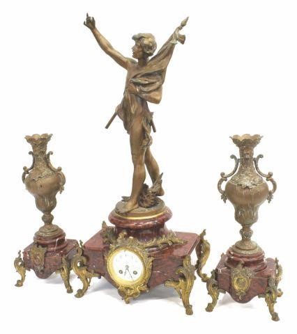 (3) FRENCH FIGURAL MANTEL CLOCK
