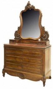 FRENCH LOUIS XV STYLE MIRRORED MARBLE-TOP