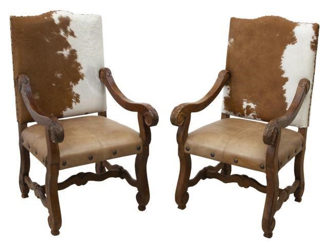  2 COWHIDE LEATHER UPHOLSTERED 3c05f9