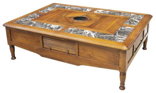 FRENCH MARBLE INLAID FRUITWOOD 3c0713