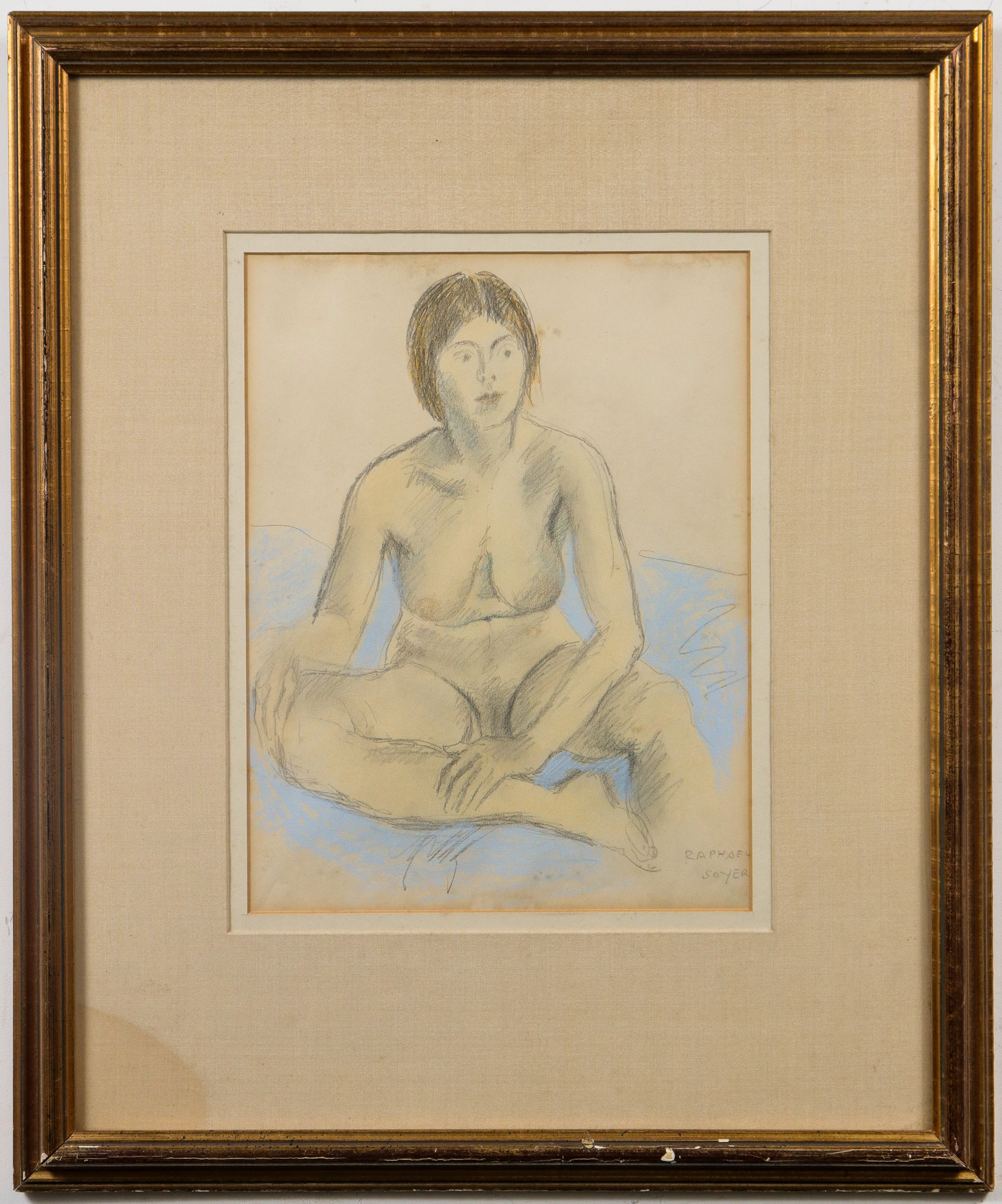 RAPHAEL SOYER SEATED NUDE MIXED 3c30bb