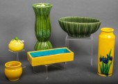 COLLECTION OF GREEN & YELLOW CERAMIC
