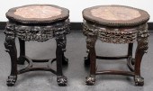 CHINESE CARVED HARDWOOD AND MARBLE 3c3477