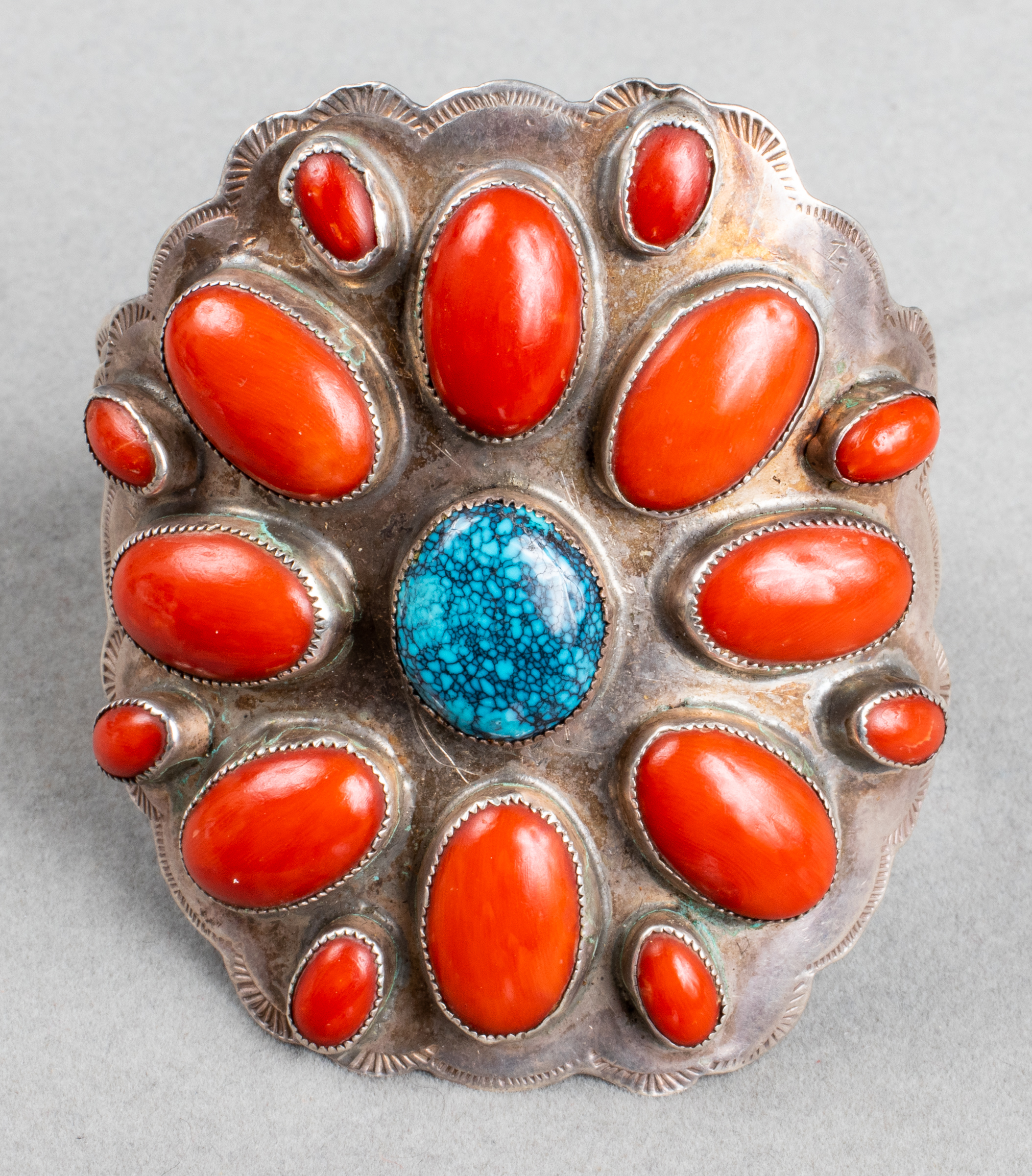 NAVAJO SILVER CORAL TURQUOISE 3c354d