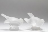 LALIQUE CRYSTAL MOINEAU SPARROW PAPERWEIGHTS,