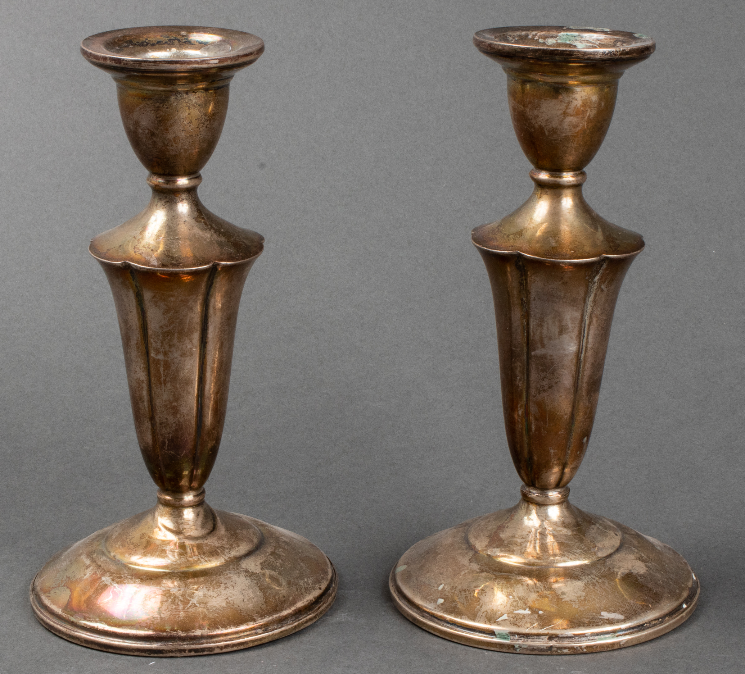 STERLING SILVER CANDLESTICKS, PAIR