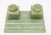 CHINESE CARVED CELADON GREEN HARDSTONE