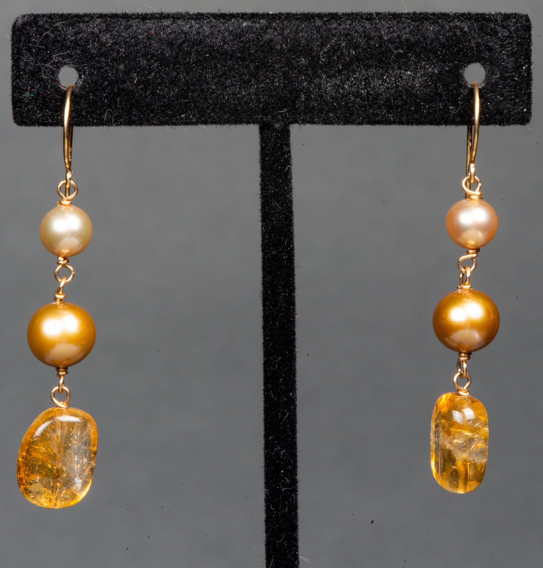 14K YELLOW GOLD PEARL CITRINE 3c3a3c